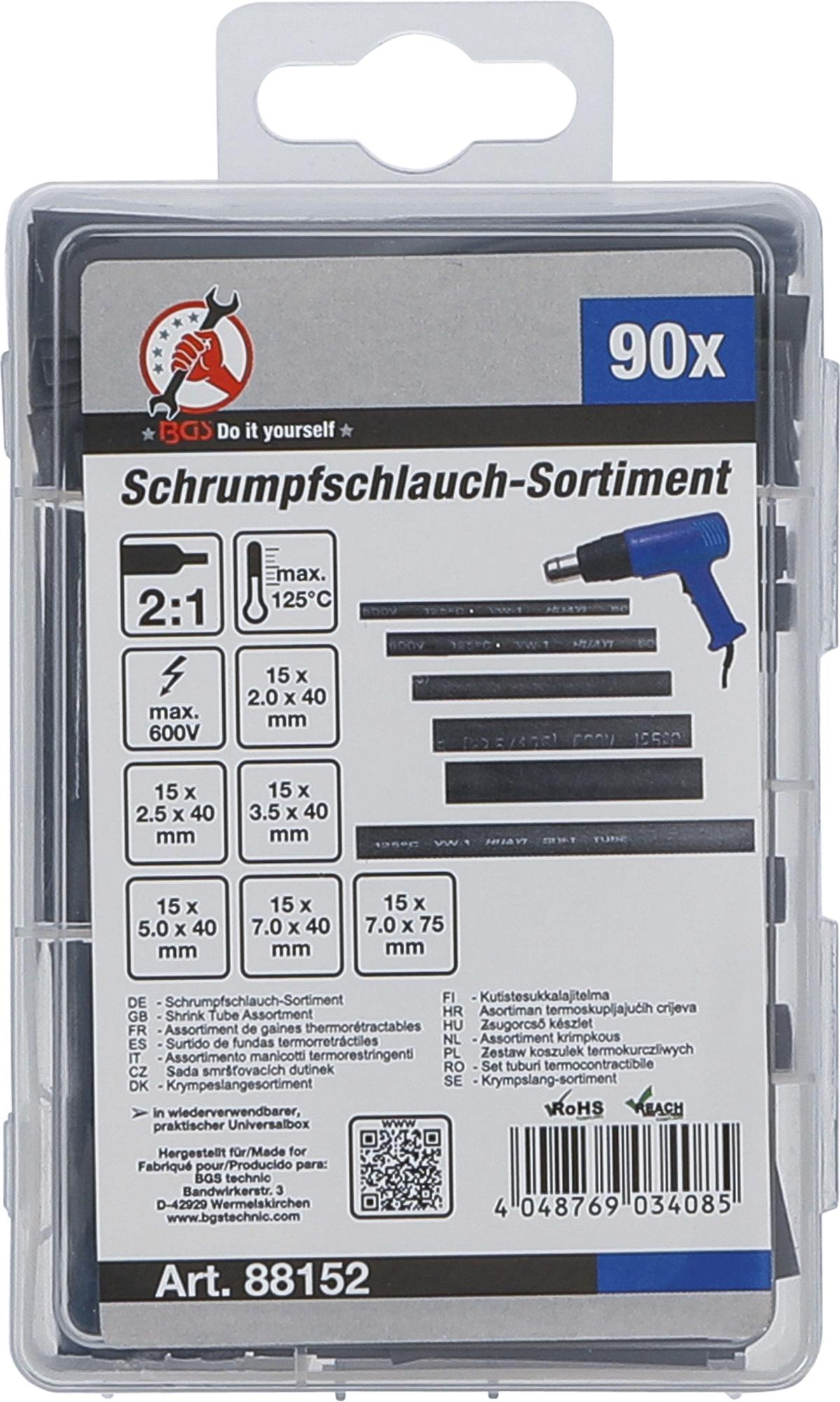 SHRINK TUBE ASSORTMENT | BLACK | 90 PCS. (88152)