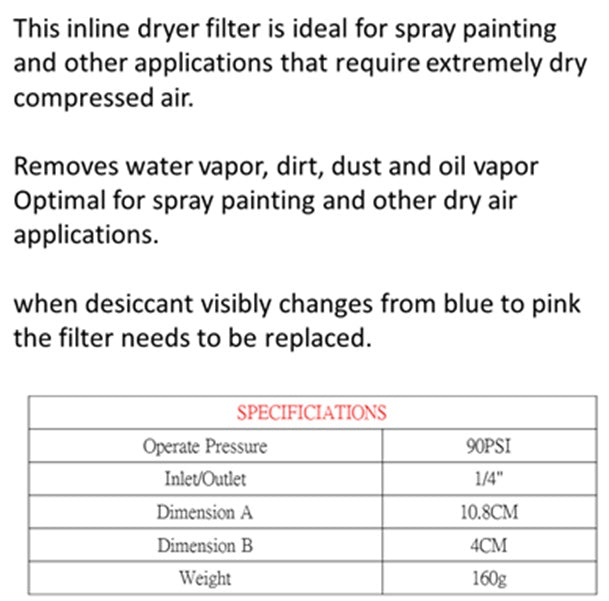 MOISTURE FILTER WITH EXTRA CARTRIDGE 1/4" (WC2618A)