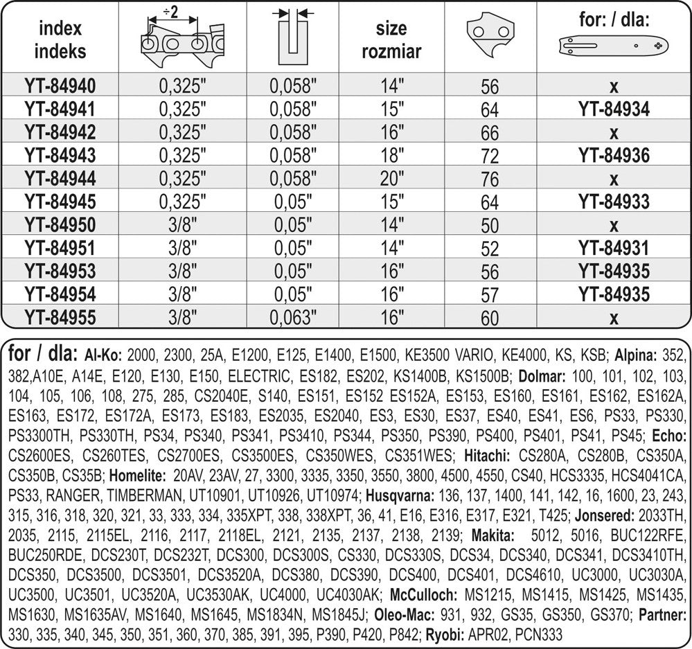 CHAIN 14" 3/8" (YT-84951)