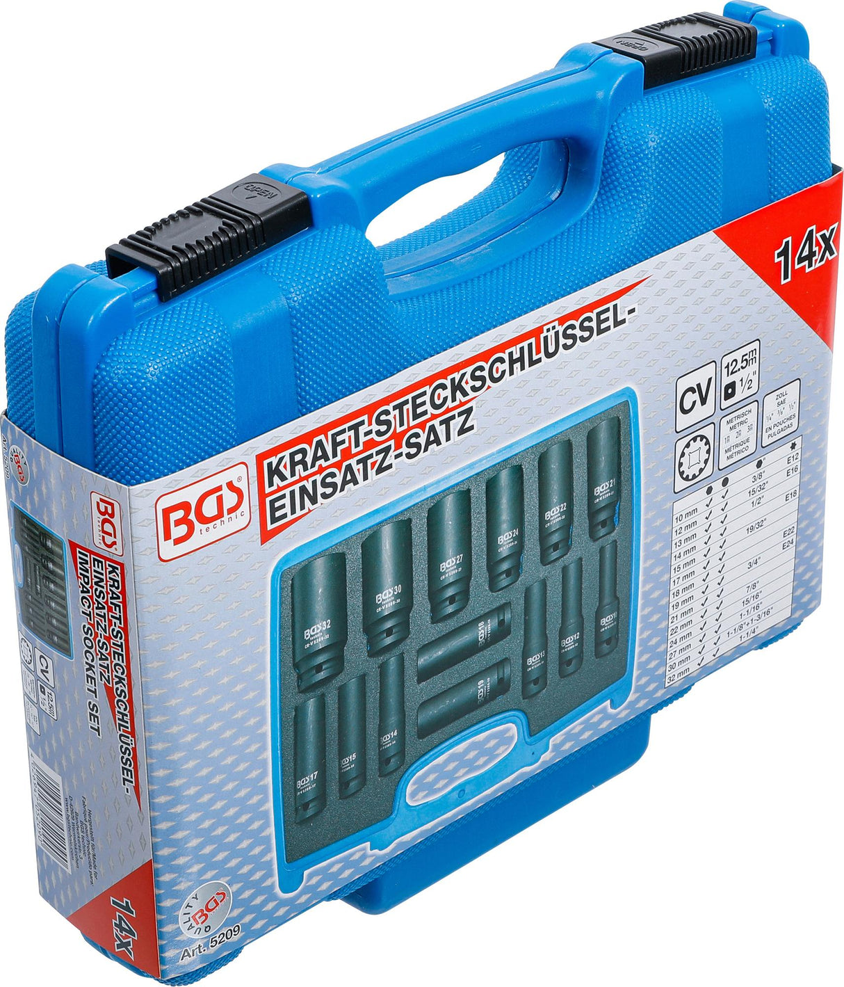 IMPACT SOCKET SET GEAR LOCK | 12.5 MM (1/2") DRIVE | 10 - 32 MM | 14 PCS. (5209)