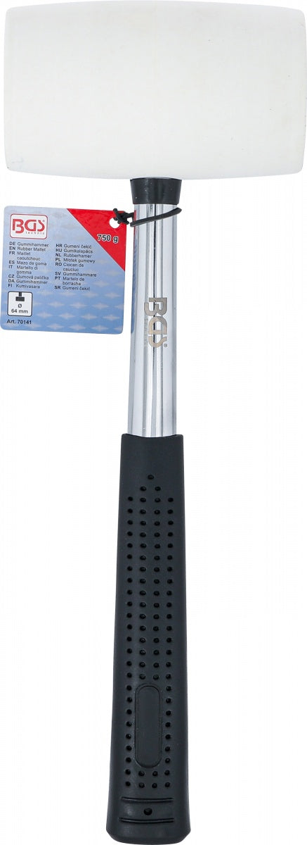 RUBBER MALLET | METAL HANDLE | WHITE HEAD | Ø 64 MM | 750 G (70141)