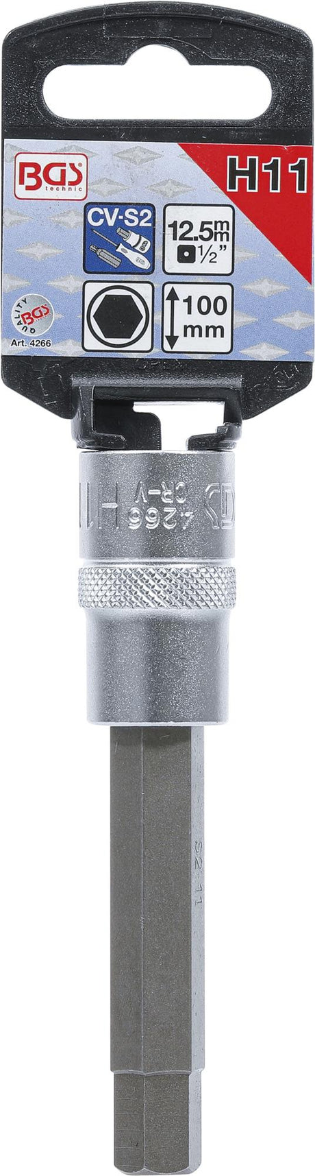 BIT SOCKET | LENGTH 100 MM | 12.5 MM (1/2") DRIVE | INTERNAL HEXAGON 11 MM (4266)