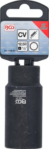 OXYGEN SENSOR SOCKET | 12.5 MM (1/2") DRIVE | 27 MM 12-POINT, 28 MM WINDOW (1140-27)