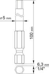 SCREWDRIVER BITS - HEX TAMPER 3;5 L100MM (YT-0494)