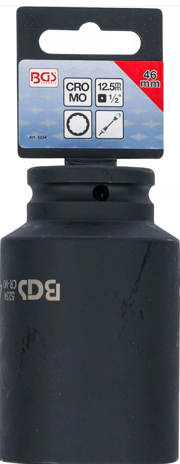 IMPACT SOCKET, 12-POINT, DEEP | 12.5 MM (1/2") DRIVE | 46 MM (5234)