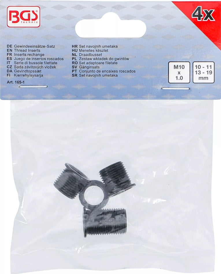 THREAD INSERTS | M10 X 1.0 | FOR BGS 165 | 4 PCS. (165-1)