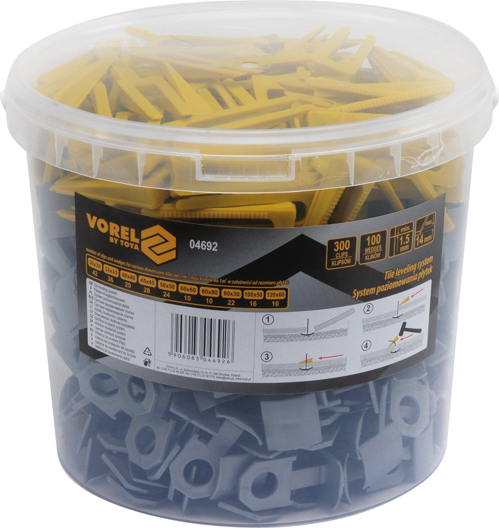 TILE LEVELING SYSTEM | 100 WEDGES + 300 CLIPS (04692)