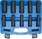 IMPACT SOCKET SET, HEXAGON, DEEP | 12.5 MM (1/2") DRIVE | 10 - 24 MM | 10 PCS. (5206)
