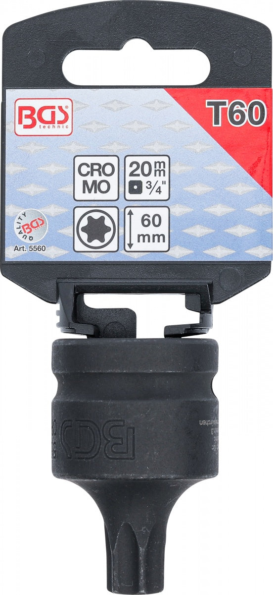 IMPACT BIT SOCKET | 20 MM (3/4") DRIVE | T-STAR (FOR TORX) T60 (5560)
