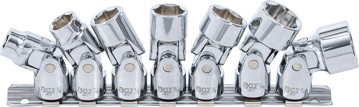 UNIVERSAL JOINT SOCKET SET, HEXAGON | 10 MM (3/8") DRIVE | 3/8" - 3/4" | INCH SIZES | 7 PCS. (9501)