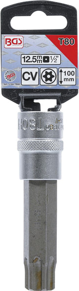 BIT SOCKET | LENGTH 100 MM | 12.5 MM (1/2") DRIVE | T-STAR TAMPERPROOF (FOR TORX) T80 (5184-TB80)