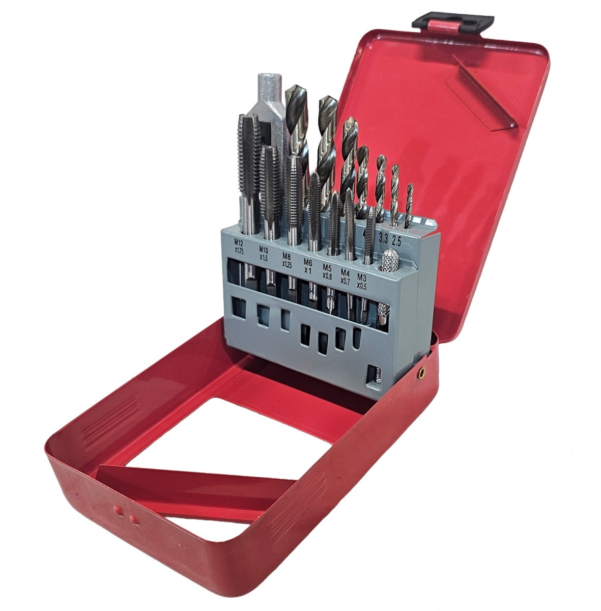 TAP AND DRILL BIT SET | WITH T-HANDLE | HSS | M3 - M12 / 2.5 - 10.2 MM | 16 PCS. (SK1633)