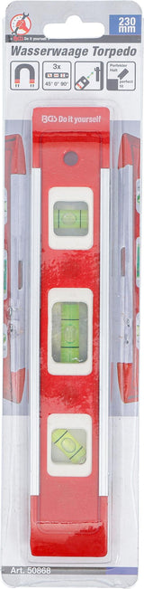 TORPEDO LEVEL | WITH MAGNET | 3 SPIRIT LEVELS | 230 MM (50868)