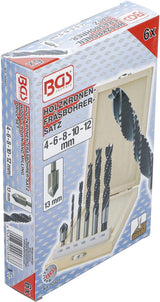 WOOD CROWN AND MILLING DRILL SET | 4 - 12 MM | 6 PCS. (50401)
