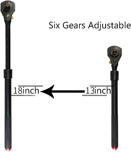 DOUBLE-SIDED RATCHET FOR SOCKETS | HIGH PERFORMANCE | TELESCOPIC | 12.5 MM (1/2") / 10 MM (3/8") (RW2F)