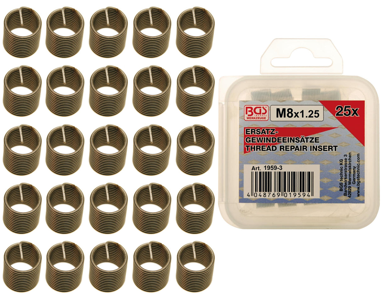 REPLACEMENT THREAD INSERTS | M8 X 1.25 | 25 PCS. (1959-3)
