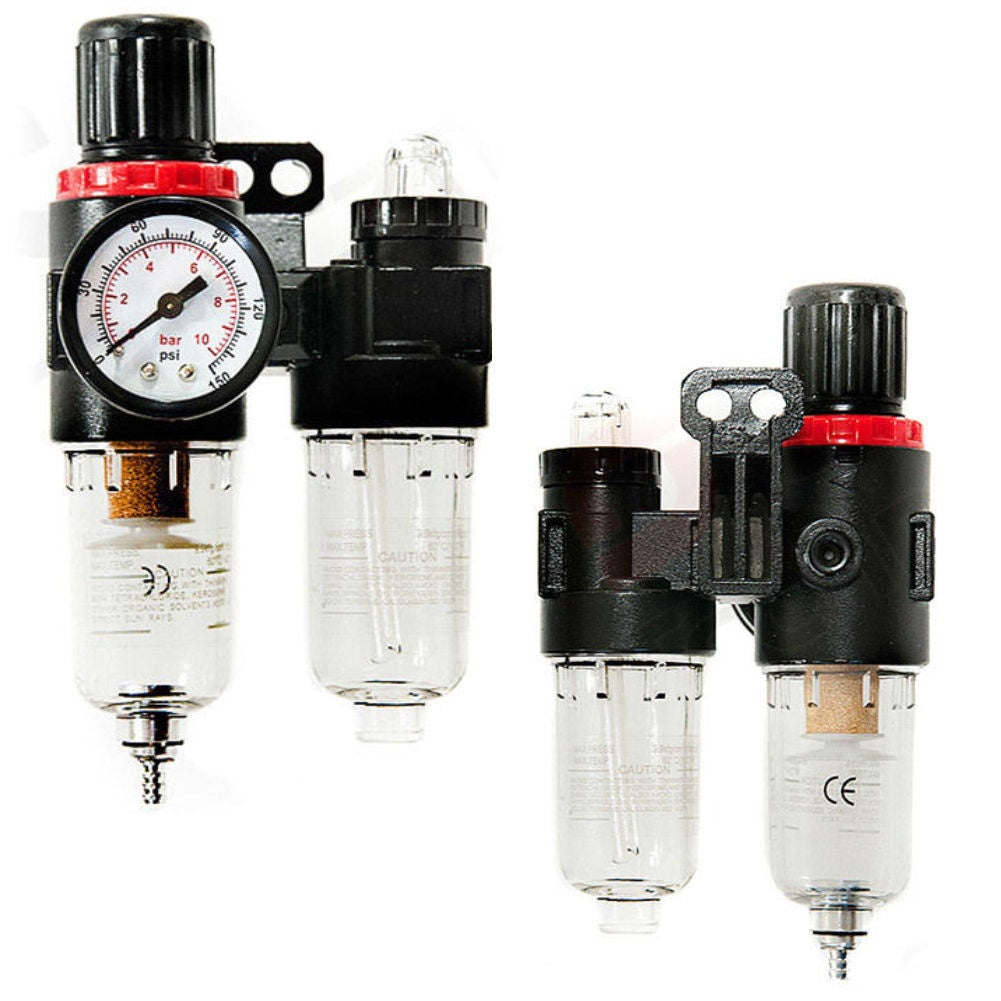 AIR FILTER / OIL BLOCK WITH PRESSURE REGULATOR AND PRESSURE GAUGE | 1/4" (LG-08)