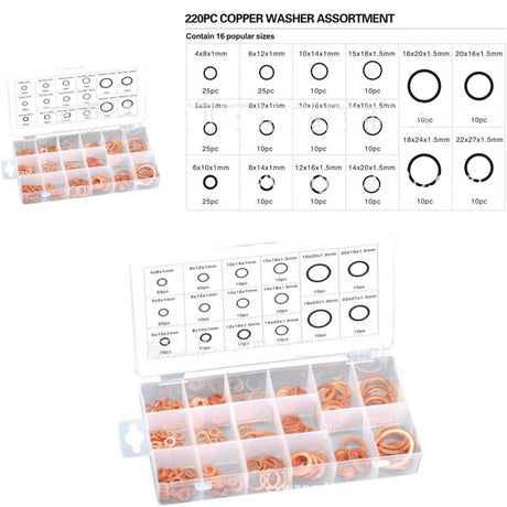 COPPER WASHER ASSORTMENT | 220 PCS. (SK01002)