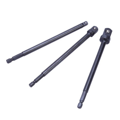 LONG ADAPTER SET FROM 1/4" (6.3 MM) TO SOCKETS 1/4" - 3/8" - 1/2", 150 MM (SA03)