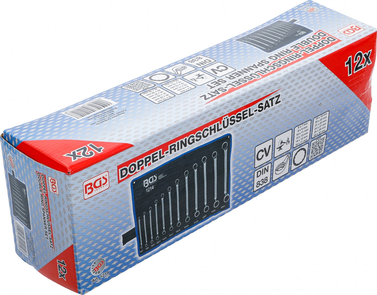 DOUBLE RING SPANNER SET | OFFSET | 6 X 7 - 30 X 32 MM | 12 PCS. (1214)