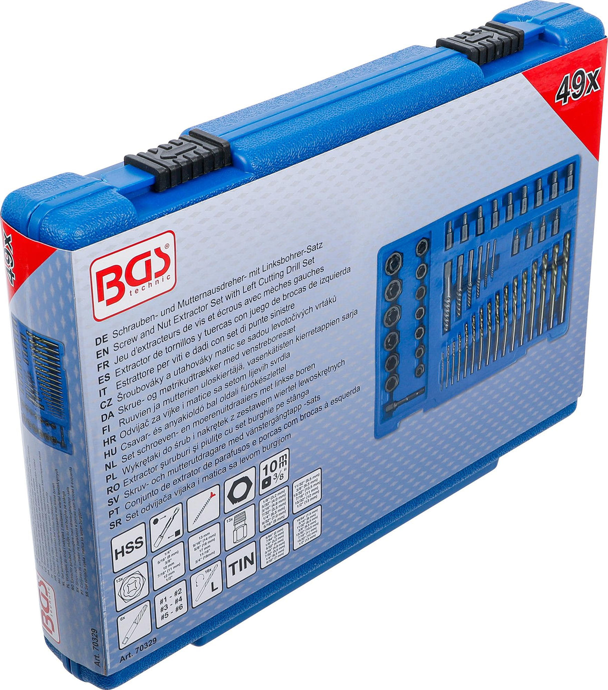 SCREW AND NUT EXTRACTOR SET WITH LEFT CUTTING DRILL SET | 2 - 18 MM | 49 PCS. (70329)