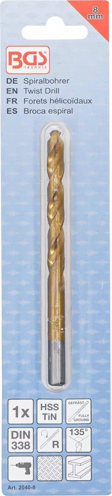 TWIST DRILL | HSS-G | TITANIUM-NITRATED | 8.0 MM (2040-8)
