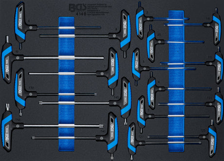 TOOL TRAY 3/3: SCREWDRIVER SET WITH T-HANDLE | INTERNAL HEXAGON, T-STAR (FOR TORX) | 18 PCS. (4148)