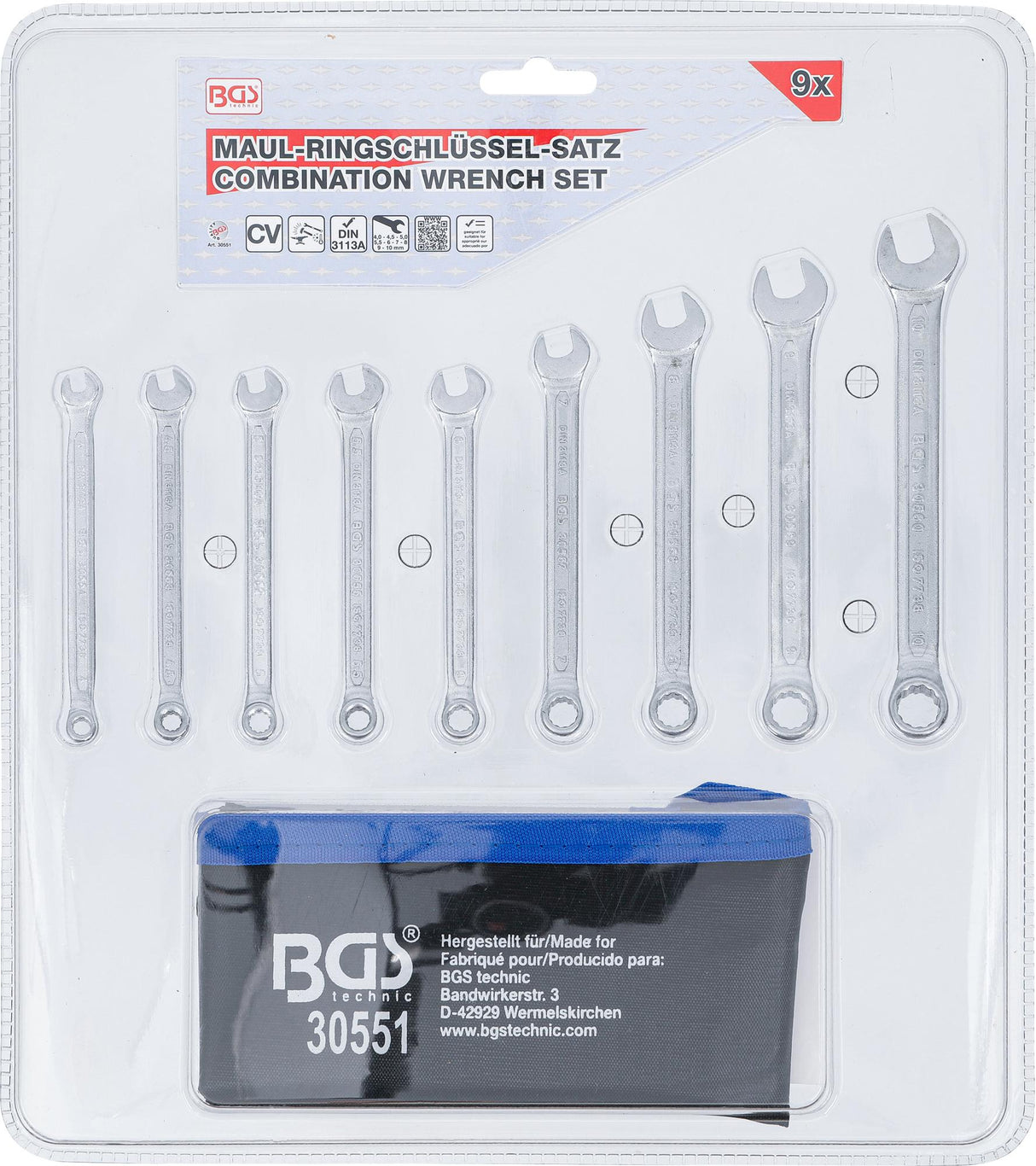 COMBINATION SPANNER SET | 4 - 10 MM | 9 PCS. (30551)