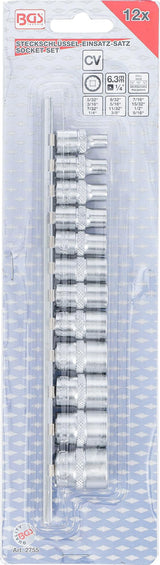 SOCKET SET, 12-POINT | 6.3 MM (1/4") DRIVE | INCH SIZES | 12 PCS. (2755)