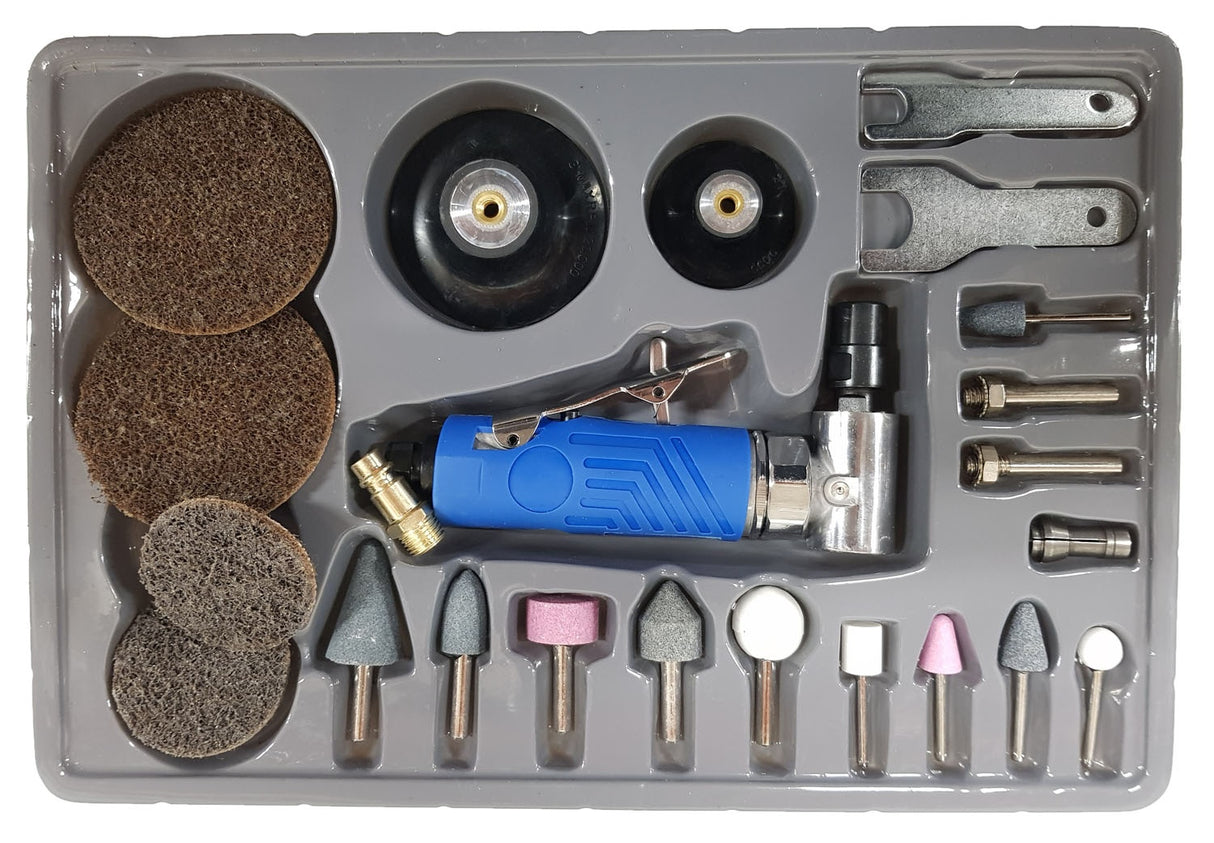 PNEUMATIC ANGLE | 90° | WITH POLISHING AND GRINDING SET | 23 PCS. (AT153)