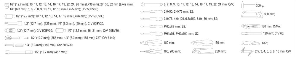 TOOL SET 1/2", 79PCS, XXXL (YT-38911)
