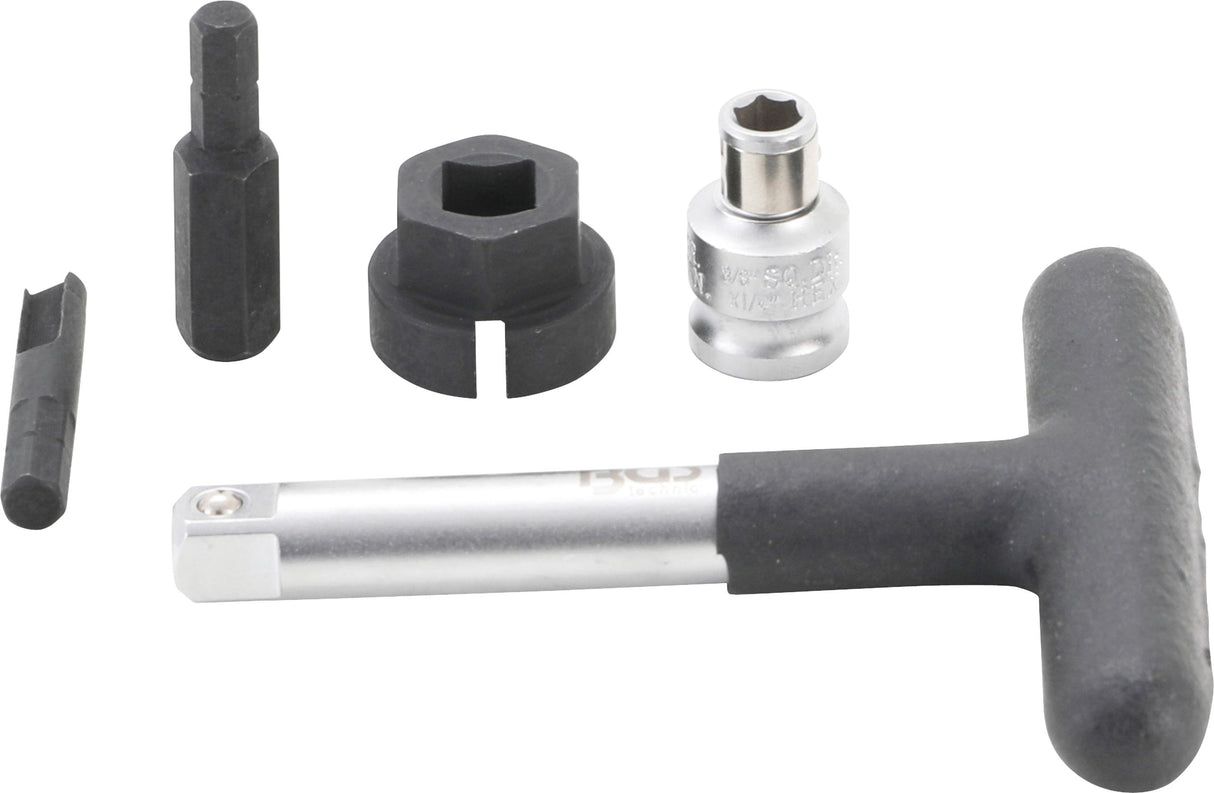 UNIVERSAL DRAIN PLUG KEY SET | FOR PLASTIC OIL DRAIN SCREWS | EXTERNAL HEXAGON 6.3 MM (1/4") DRIVE, 10 MM (3/8") | 5 PCS. (9843)