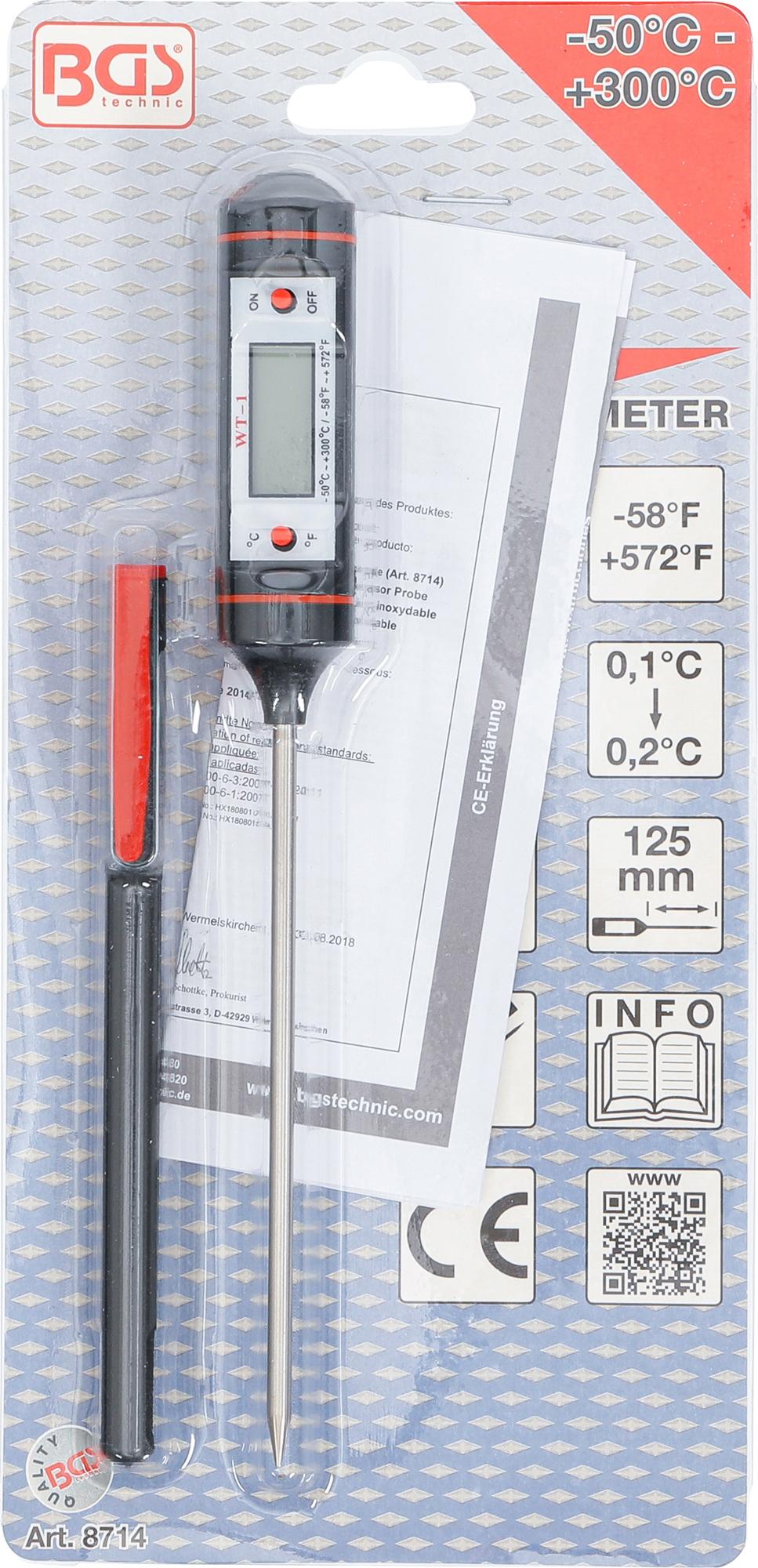 DIGITAL THERMOMETER WITH STAINLESS STEEL SENSOR PROBE (8714)