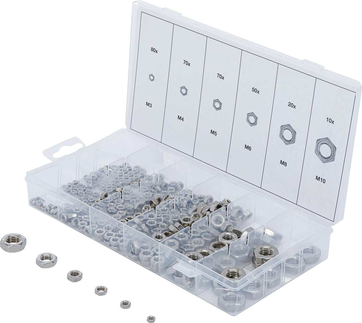 HEXAGON NUT ASSORTMENT | STAINLESS STEEL | 300 PCS. (74249)
