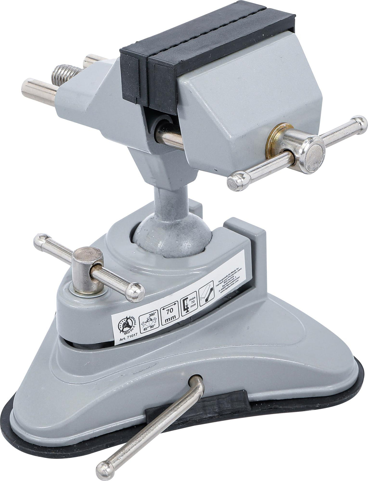 TABLE BENCH VICE | ROTATABLE | JAWS 70 MM | WITH VACUUM SUCTION BASE (71017)