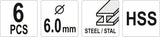 SET OF 6PCS ROTARY FILES FOR METAL (YT-61711)