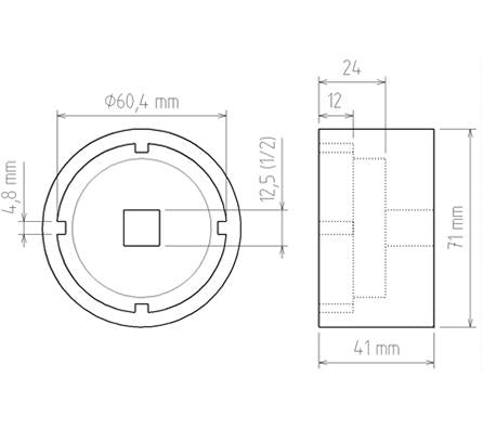 GROOVE NUT SOCKET | INSIDE PINS | FOR FORD TRANSIT WITH AXLE TYPE 34 (5423)