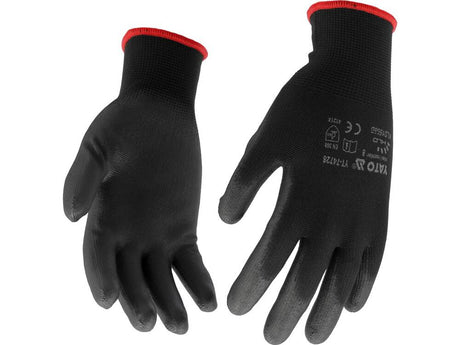 WORKING GLOVES NYLON/PU BLACK S. 10 (YT-7473)