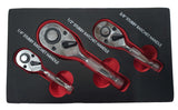 SHORT RATCHET SET | 6.3 MM (1/4") / 10 MM (3/8") / 12.5 MM (1/2") | 3 PCS. (S4129)