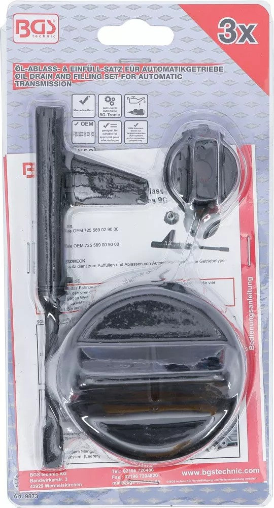 OIL DRAIN AND FILLING SET FOR AUTOMATIC TRANSMISSION | FOR MERCEDES-BENZ 9G-TRONIC (9873)