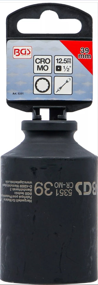 IMPACT SOCKET, 12-POINT, DEEP | 12.5 MM (1/2") DRIVE | 39 MM (5351)