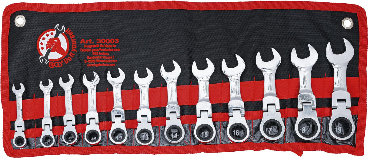 RATCHET COMBINATION WRENCH SET | EXTRA SHORT | 8 - 19 MM | 12 PCS. (30003)