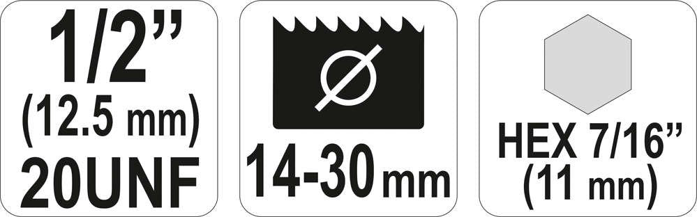 ARBOR FOR HOLE SAWS 19-29MM HEX 1/2 (YT-3370)