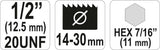 ARBOR FOR HOLE SAWS 19-29MM HEX 1/2 (YT-3370)