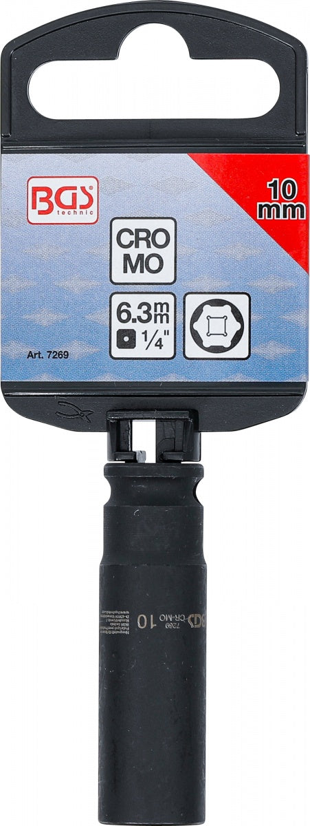 IMPACT SOCKET HEXAGON, DEEP | 6,3 MM (1/4") DRIVE | 10 MM (7269)