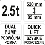 LOW PROFILE DUAL PUMP FLOOR JACK 2,5T (YT-17207)