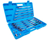 DOUBLE-SIDED RATCHET WRENCH SET | WITH ADAPTERS | LONG TYPE | 8-19 MM | 14 PCS. (SK5004)