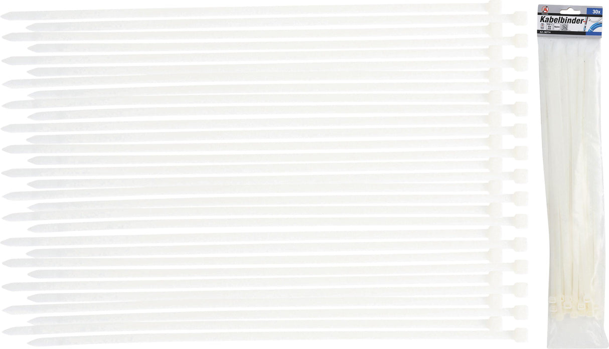 CABLE TIE ASSORTMENT | WHITE | 8.0 X 400 MM | 30 PCS. (80774)