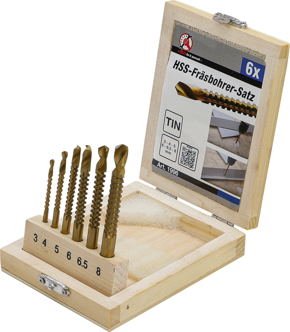 HSS MILLING DRILL SET | TITANIUM COATED | 3 - 8 MM | 6 PCS. (1996)