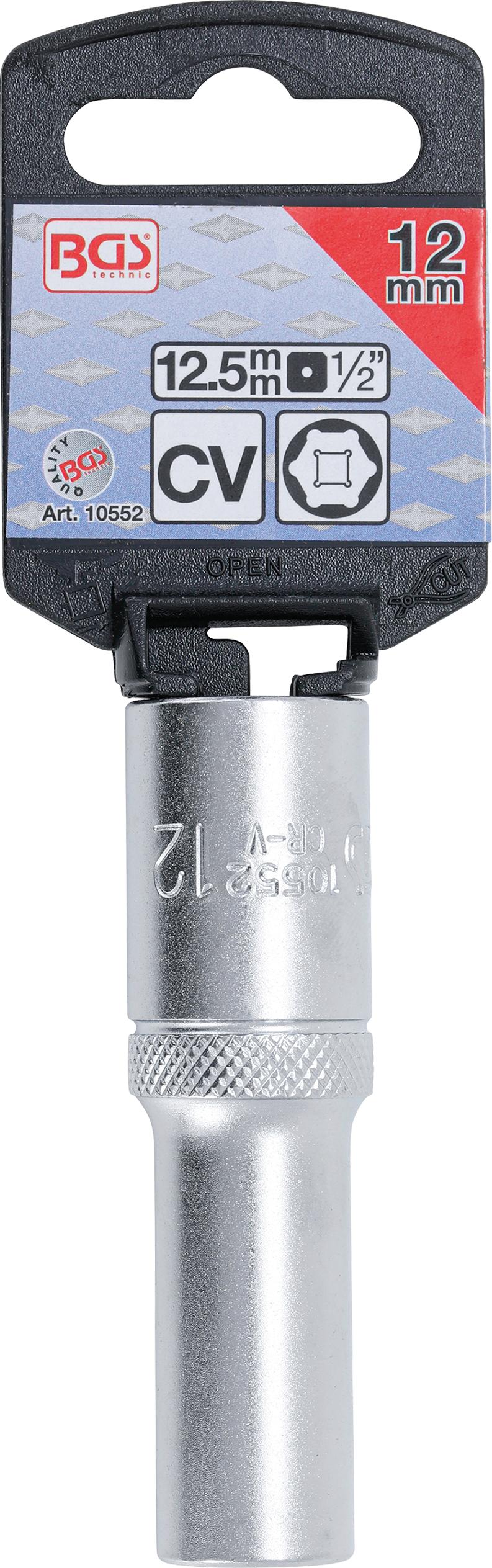 SOCKET, HEXAGON, DEEP | 12.5 MM (1/2") DRIVE | 12 MM (10552)